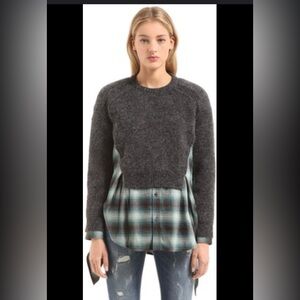 DSQUARED2 Layered Sweater Plaid Shirt Dress Medium